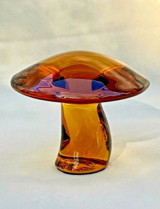 Vintage Mid Century Modern Viking Glass Amber Mushroom