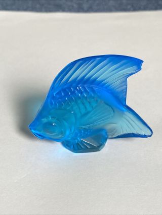 Lalique Crystal Light Blue Angel Fish Handmade Vintage France Glass Figurine