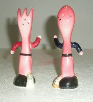Vintage Anthropomorphic Salt and Pepper Shakers Fork Spoon Cork Stoppers 3