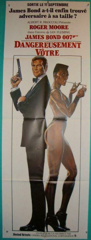 Roger Moore Is James Bond 007 Orig Ian Fleming Grace Jones Door Panel Poster