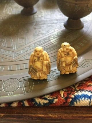 Vintage Carved Buddha Cufflinks.  Very Cool Stamped And Signed.