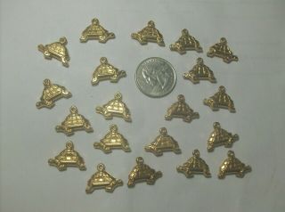 20 Turtle Goldtone Plastic Charms - - - 1950,  S - - - - - - - - - 4 - - - Vintage