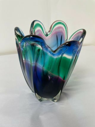 Stunning Murano Art Glass Decorative Vase.  Multi Coloured.