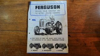 Vintage Ferguson Tractor Sales Brochure Massey Ferguson Petrol Kerosene Diesel