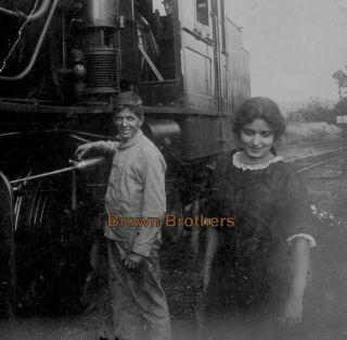 1910s Early Movies Vitagraph Studio Boy Meets Girl Train Glass Photo Negative