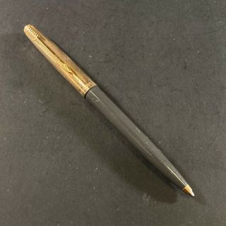 Vintage Dark Grey Parker Ball Point Pen Rolled Gold Cap Made In England