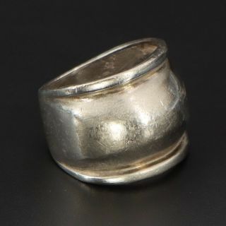 Vtg Sterling Silver - Solid Engravable Beveled Dome Cigar Band Ring Size 6 - 8g