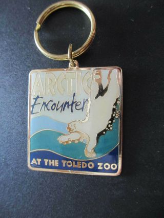 Vintage Toledo Zoo Ohio Arctic Encounter Metal Keychain