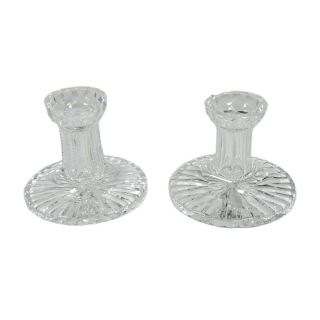 Pair Waterford Lismore Crystal Candle Holders 4 " H Clear Heavy Base Candlestick
