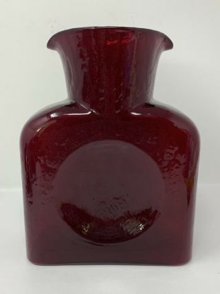 Blenko Glass Water Bottle In “ruby” Red Double Spout