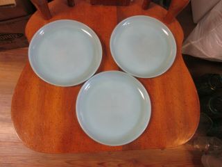 Set Of 3 Fire King Turquoise Blue 7¼ " Salad Plate Circa 1956 - 1958