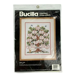 Vintage Bucilla Counted Cross - Stitch Kit Family Tree 11 " X 14 " Usa 40577