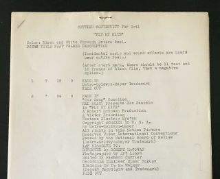 Exc Orig 1936 Our Gang Fly My Kite Dialogue Cutting Continuity Hal Roach File