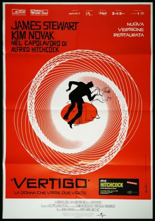 Vertigo Movie Poster 39x55 " 2sh Italian Hitchcock Novak Stewart Re - Rela