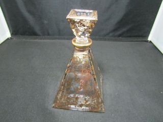 Vintage Murano Glass Perfume Bottle With Gold Flakes Italy Pyramid
