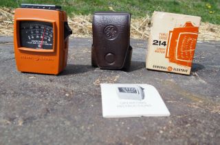 Vintage General Electric Triple Range 214 Light Meter W/case,  Box,  Instructions