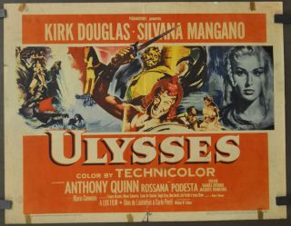 Ulysses 1955 Orig 22x28 Movie Poster Kirk Douglas Silvana Mangano Anthony Quinn