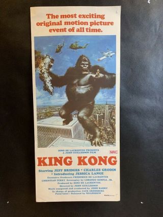 King Kong Australian Daybill Movie Poster Cult 70s Monster Sci - Fi Horror Classic