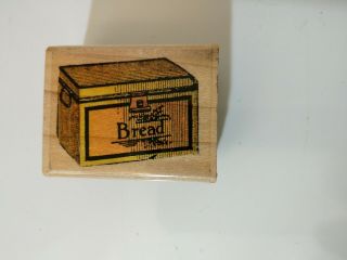 Rubber Stamp Wood Mount 1.  25 " X 1.  75 " Stamp Affair Vintage Style Bread Box 1995