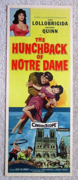 Hunchback Of Notre Dame 1957 Insrt Movie Poster Rld Anthony Quinn Ex