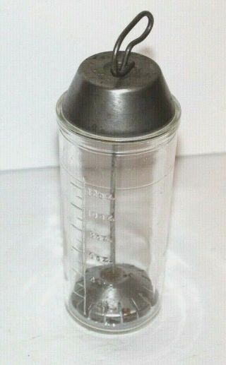 Vtg Mcm Malted Milk Mixer 12 Ounce Clear Glass & Metal Pat No 1890307
