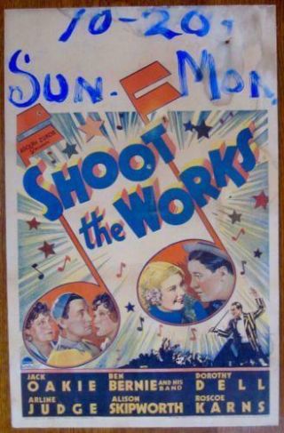 Shoot The - Jack Oakie Art (1934) Us Window Card Movie Poster
