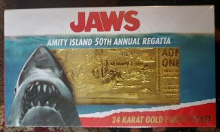 Jaws Amity Island Regatta 24k Gold Plated Ticket ????/1975