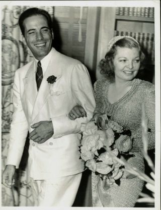 1938 Press Photo Actor Humphrey Bogart With Bride Mayo Methot At Wedding