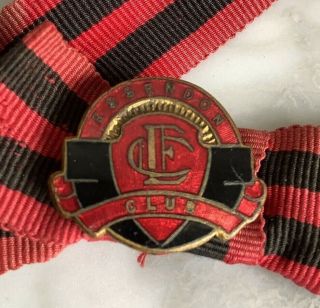 Vintage Undated Essendon Club Member Badge And Neck Ribbon Choker