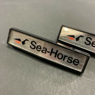 2x VINTAGE JOHNSON EVINRUDE SEA - HORSE OUTBOARD MOTOR BADGE DECAL No.  317691 ' UP ' 2