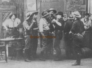 1910s Early Movie Dw Griffith Directing Western Cowboys Film Photo Negative Bb