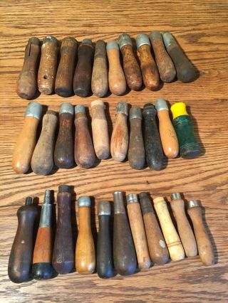 Old Vintage Machining Tools Metal File Chisel Handles Group Woodworking