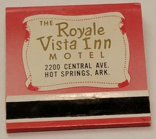 Vintage Royale Vista Inn Hotel Motel Hot Springs Arkansas Matchbook Nm