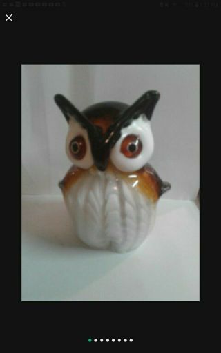 Vintage Murano Hand Blown Art Glass Owl