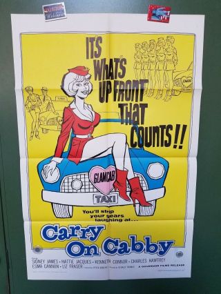1967 Carry On Cabby Poster 27 " X41 " Sidney James English Taxi Comedy