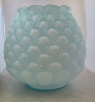 Fenton Jacqueline Powder Blue Overlay Vase 1961 - 62 Rare