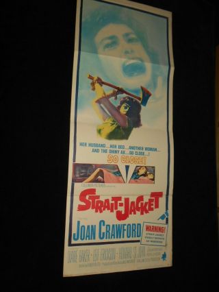 Straight - Jacket Joan Crawford Horror William Castle 14x36 Insert Poster