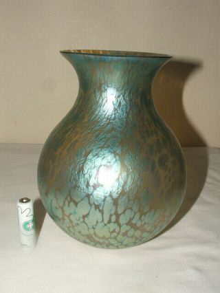 Loetz Glass Vase.  Papillion? Oil Spot.  Turquoise,  Gold,  Iridescent.