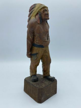 Vintage Hand Carved Wood Native American Indian Figurine Tomahawk Chief