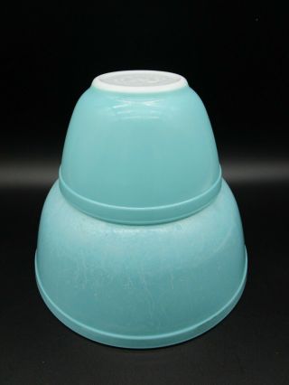Vintage Pyrex Solid Aqua Turquoise Robins Egg Blue Nesting Mixing Bowls 401 403