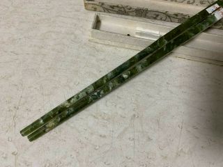 Vintage Green Jade Chopsticks.  Made In China.  In The Box