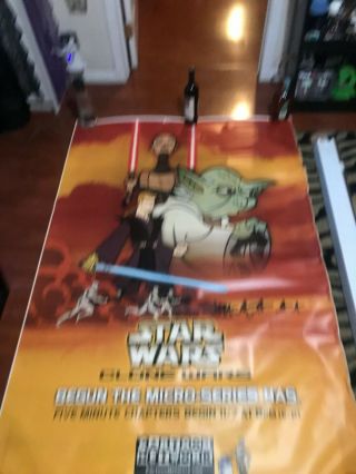 Star Wars Clone Wars Bus Shelter Poster 4x6 Huge Collector Yoda Cartoon 48 " X72 "