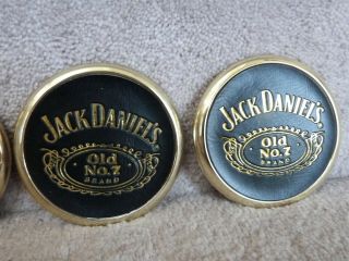 VINTAGE 2001 Jack Daniel ' s Whiskey Old No.  7 Leather & Gold Metal Coasters RACK 3