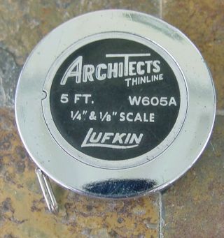 Lufkin Vintage W605a Architects Thinline 5 Ft 1/4 " & 1/8 " Scale