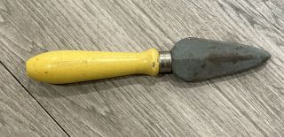 Vintage Carborundum Knife Sharpening Tool Stone With Yellow Handle