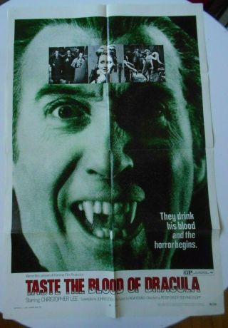 Taste The Blood Of Dracula 1 - Sheet Movie Poster Hammer Horror Christopher Lee
