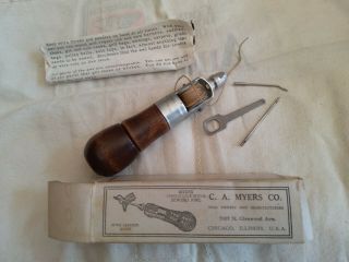 Vintage C.  A.  Myers Co.  Sewing Awl Plus Instructions 3 Tools