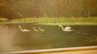 Gemälde Landschaft Swan Ölbild Ölgemälde Malerei Vintage Mid Century 2