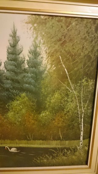 Gemälde Landschaft Swan Ölbild Ölgemälde Malerei Vintage Mid Century 3