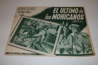 The Last Of The Mohicans Mexican Lobby Card Randolph Scott George B.  Seitz